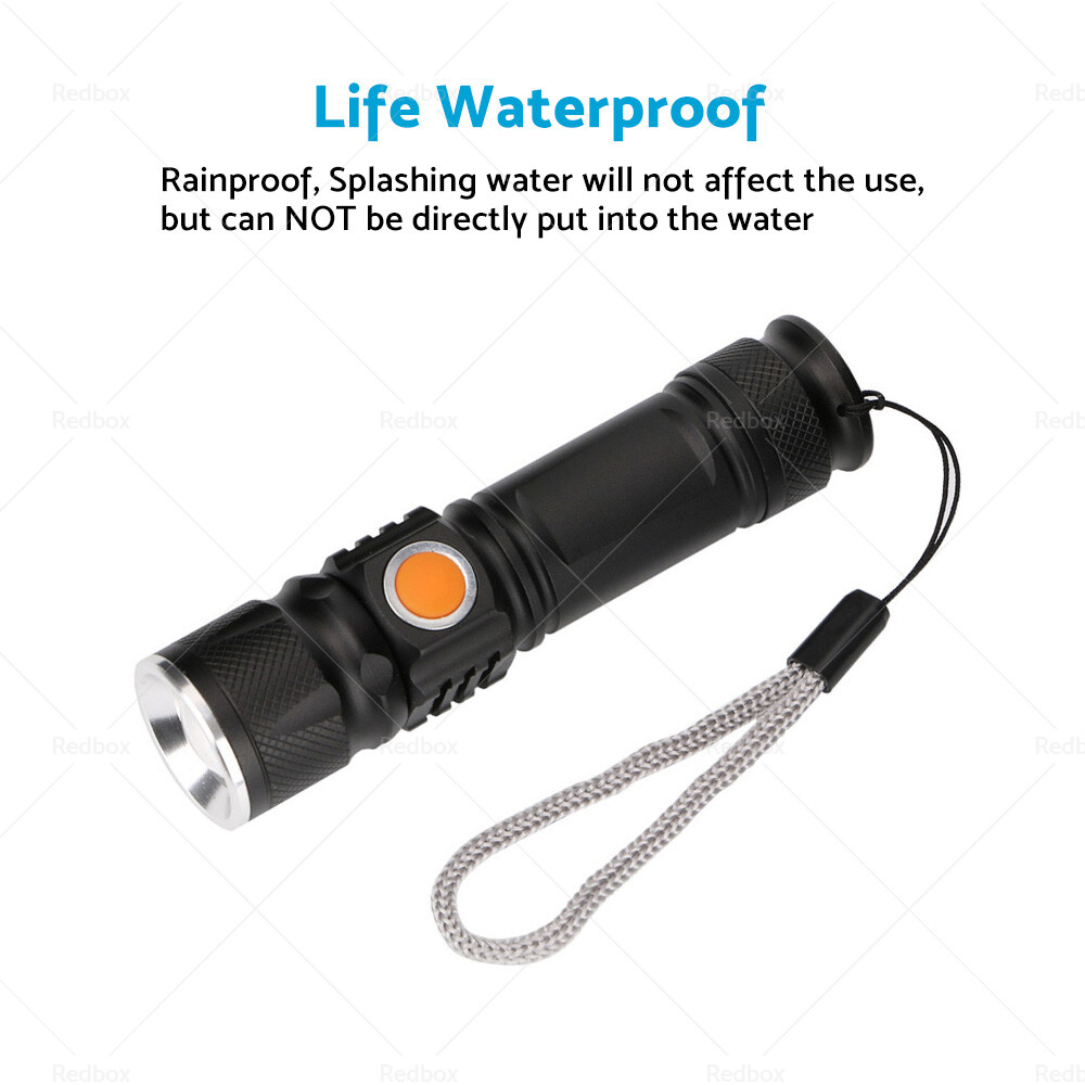 Rechargeable LED Flashlight Waterproof Torch Rainproof