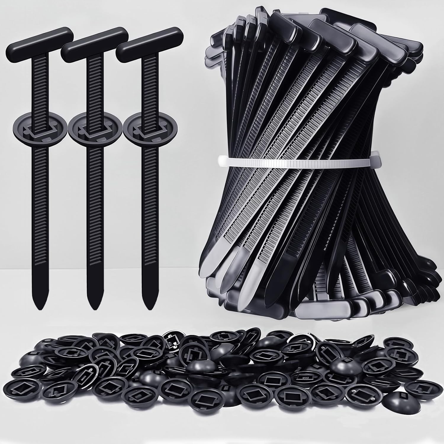 Nylon Universal Cable Tie Buckles - Multi-functional T Rivet Zip Ties, Automotiv