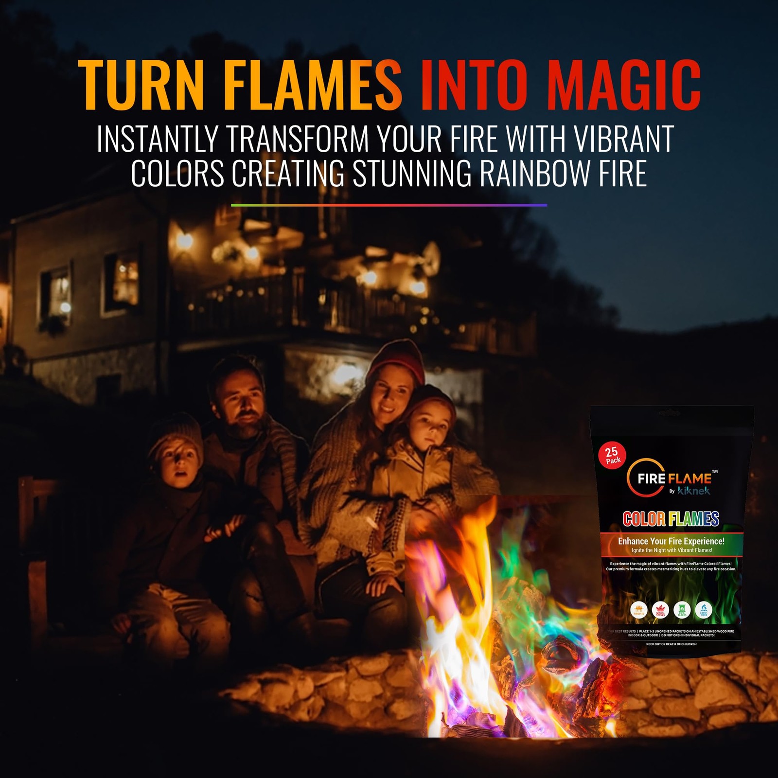 Fireflame Fire Color Changing Packets - Colorful Fire Flames Packets - 25 Pac...