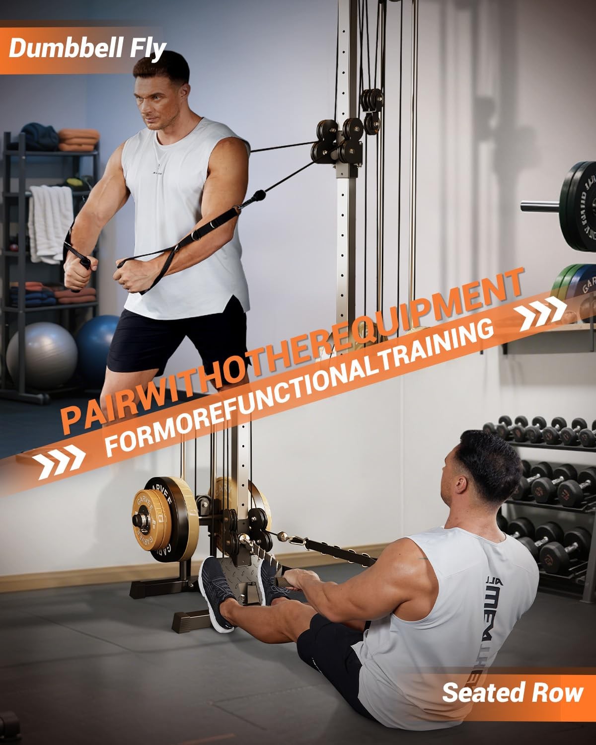 Wall Mount Cable Machine, LAT Pulldown Machines Cable Crossover Machine Home Gym