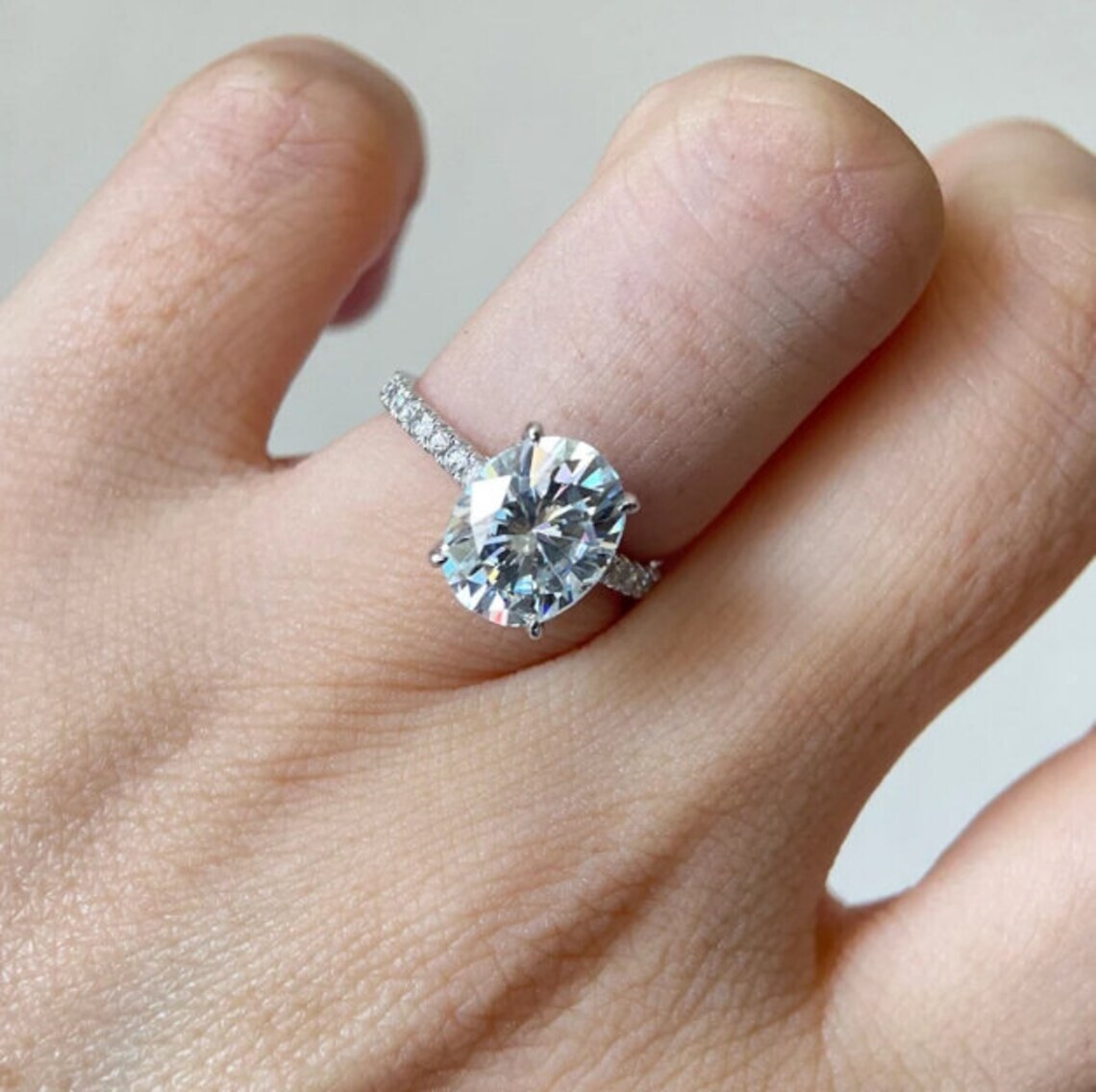 Lab-Created 4.10 Ct Oval Cut White Diamond Wedding Ring 925 Sterling Silver