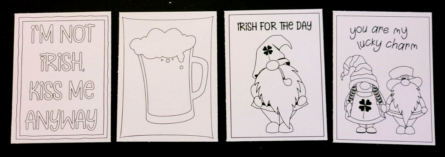 Colorplay St Patricks Color Me Journal Cards to Color - 4 ea Printed USA