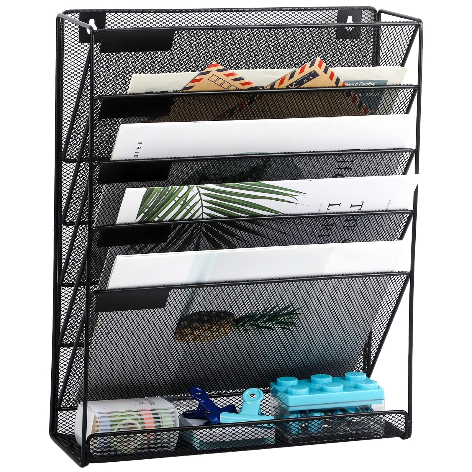 Desk File Organizer Mesh 5tier Hanging Wall Mount Document Organization Stand De