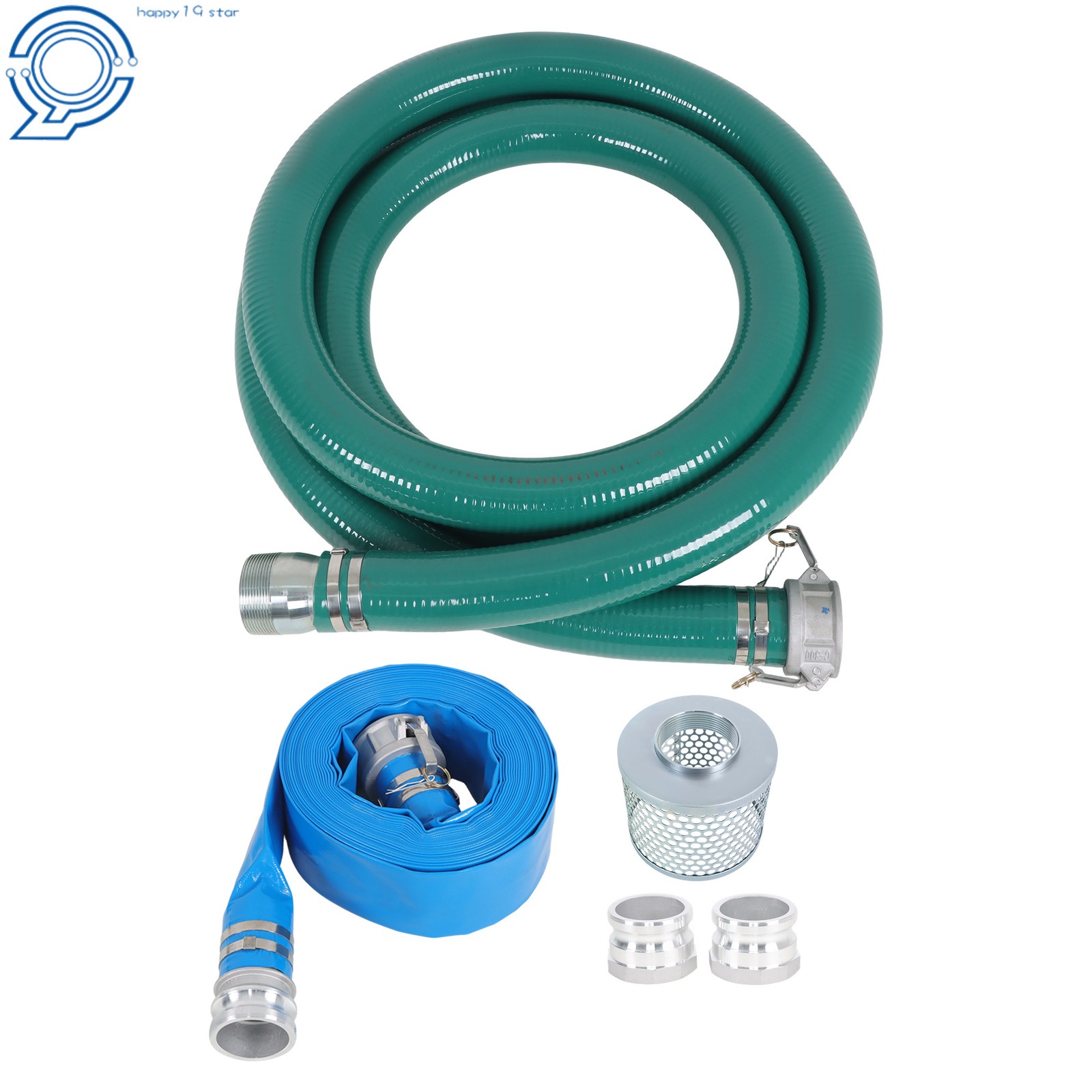 3 Inch Suction Hose Pump Kit w/ Round Strainer, Camlock Adapter, PVC Hose