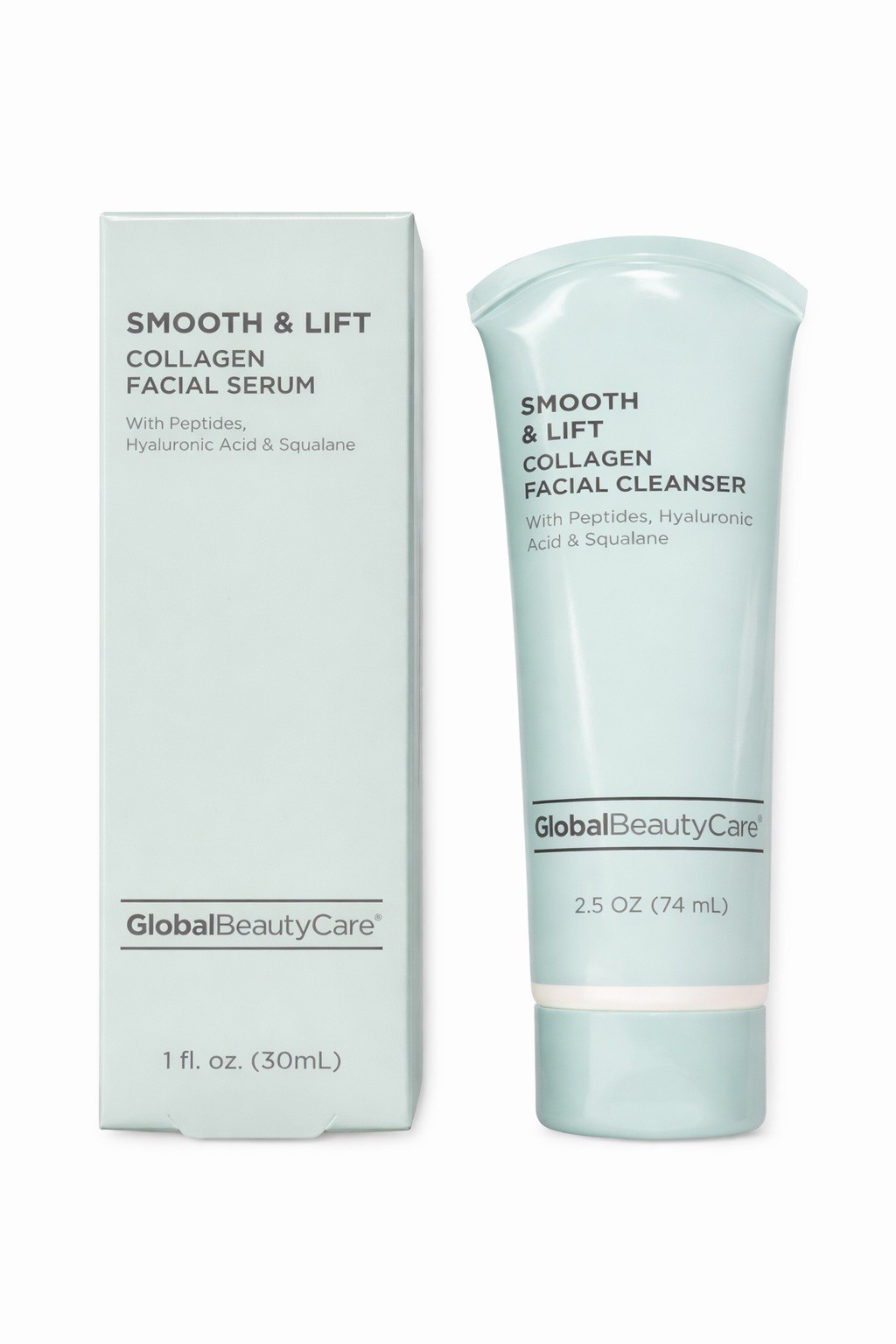 Global Beauty Care Smooth & Lift Collagen Cleanser & Serum Set, Peptides, 2.5 oz