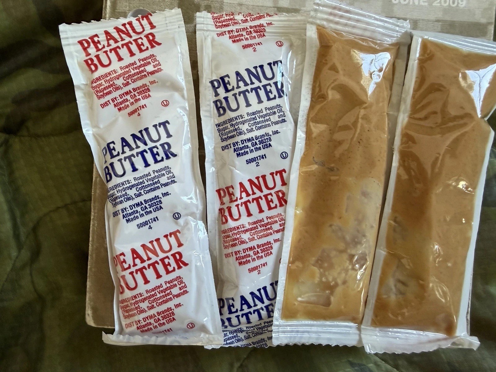 4 Pack MRE Peanut Butter Basic Training DFAC Peanut Butter Packs Poco Pak