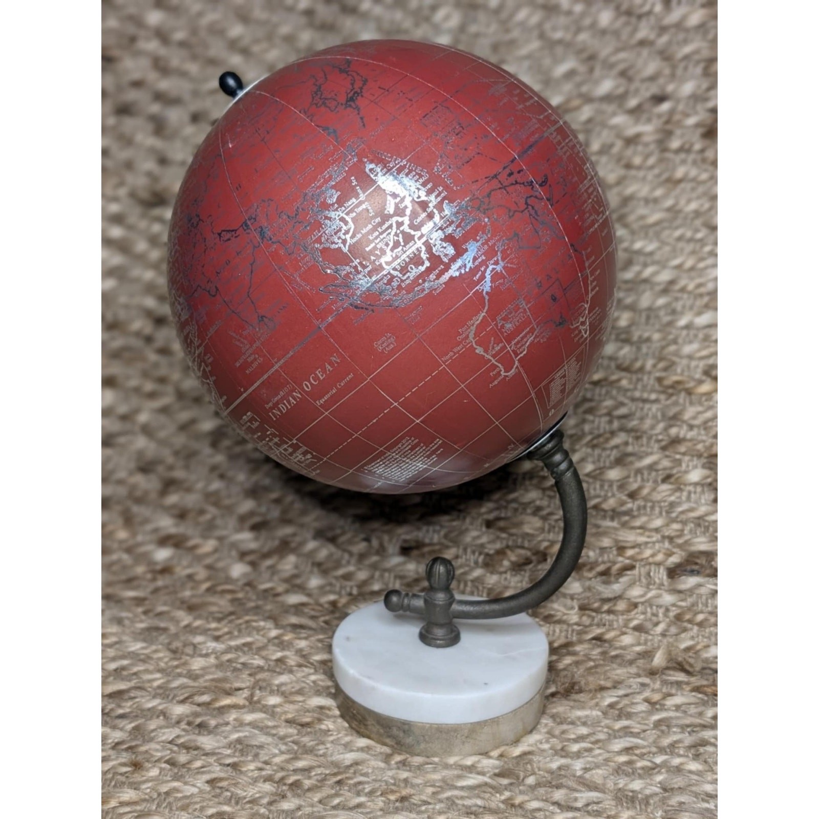 Modern 9"x4" Marble Wood Geographic Globe Home Office Tabletop Decor