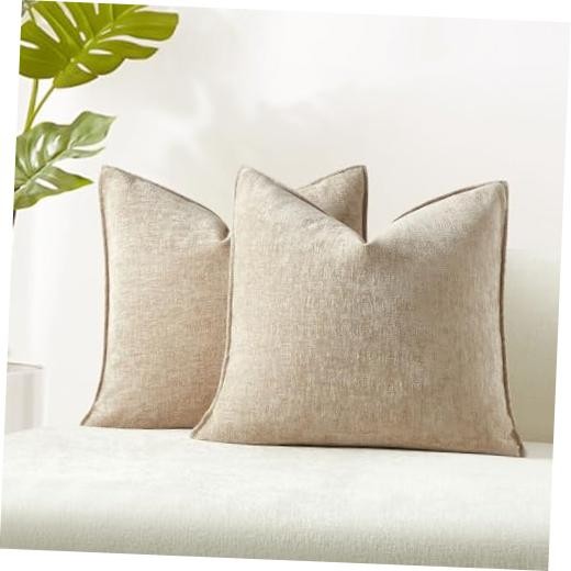 22x22 Pillow Covers Set of 2 Decorative Throw 22" x 22" (Pack of 2) Beige