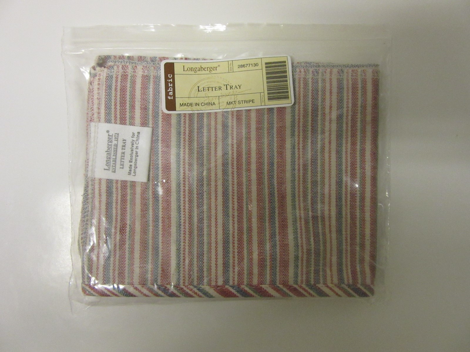 Longaberger Letter Tray Basket Liner Market Stripe Fabric NEW