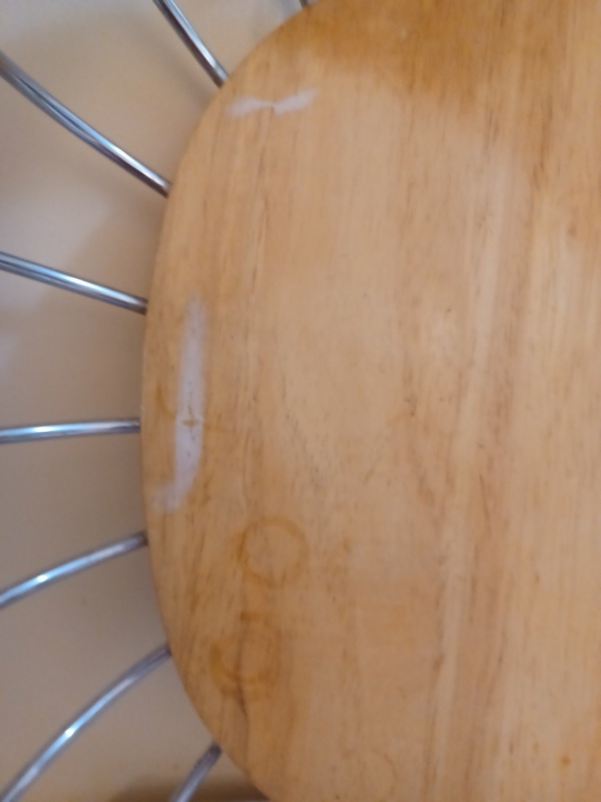 Large Solid Wood & Metal Basket Bread or Fruit Light Oak Rim & Base Oval 16.5"