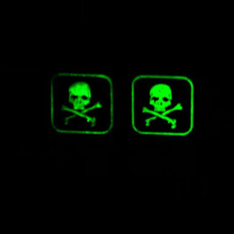 2 PCS MINI 3D PVC DEVIL DEATH PIRATE BONE SKULL FLAG RUBBER HOOK LOOP PATCH GLOW