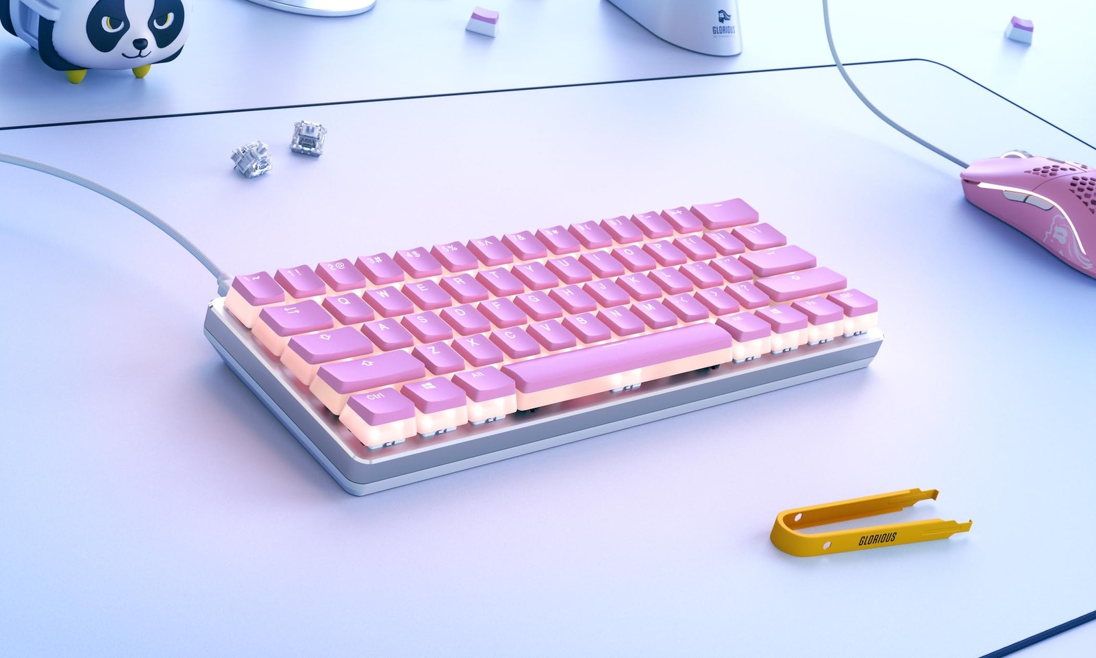 GLORIOUS Aura V2 (Pixel Pink) - PBT Pudding Keycaps for Mechanical Keyboards - A