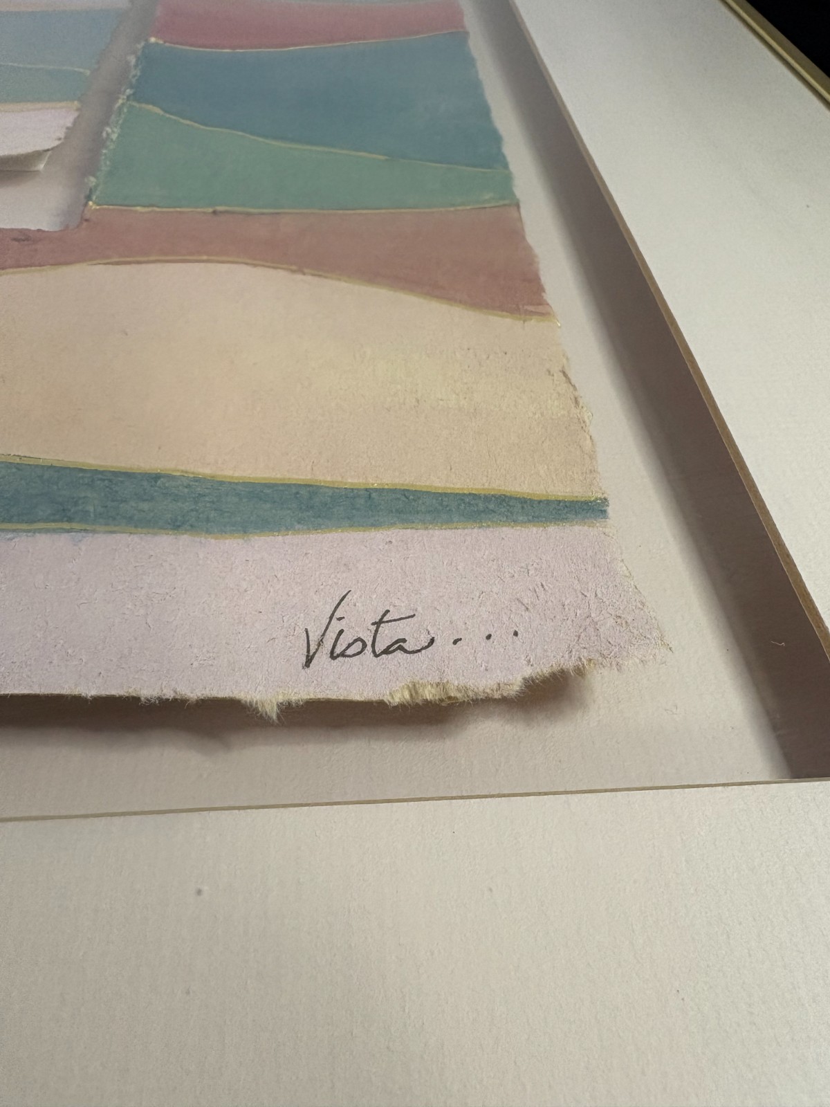 Lori “Vista” Torn Handmade Paper Collage Framed Abstract Landscape