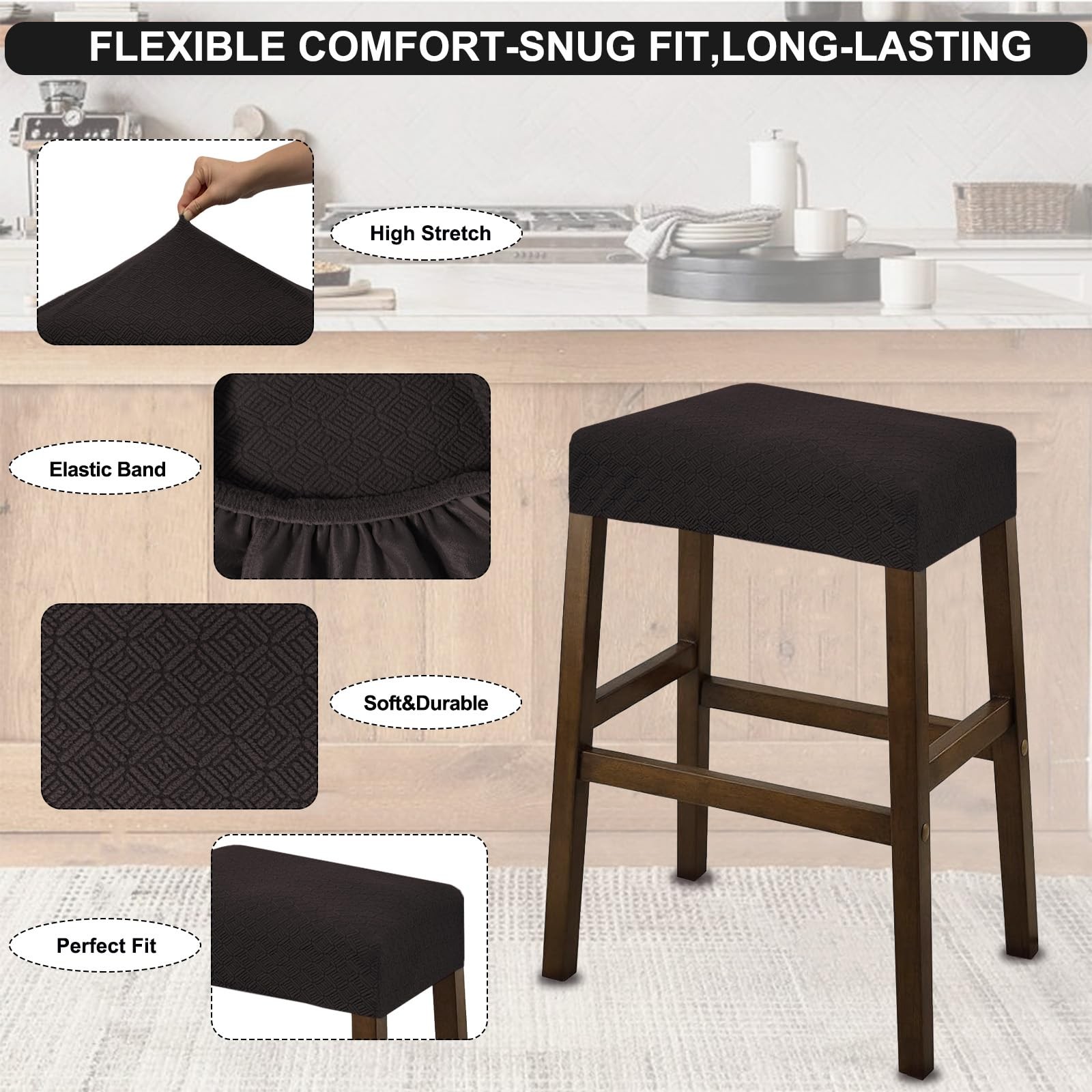 Bar Stool Covers Rectangle,Stretch Waterproof Saddle Seat Covers for Counter ...