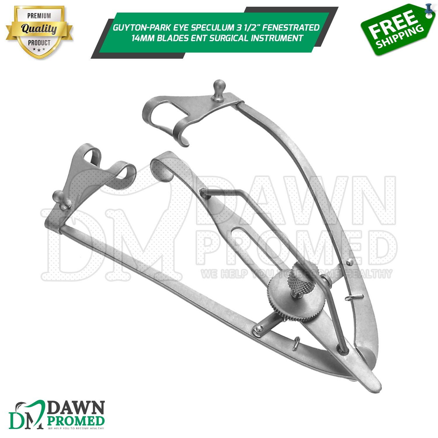 Guyton-Park Eye Speculum 3 1/2" Fenestrated 14mm Blades ENT Surgical German Gr