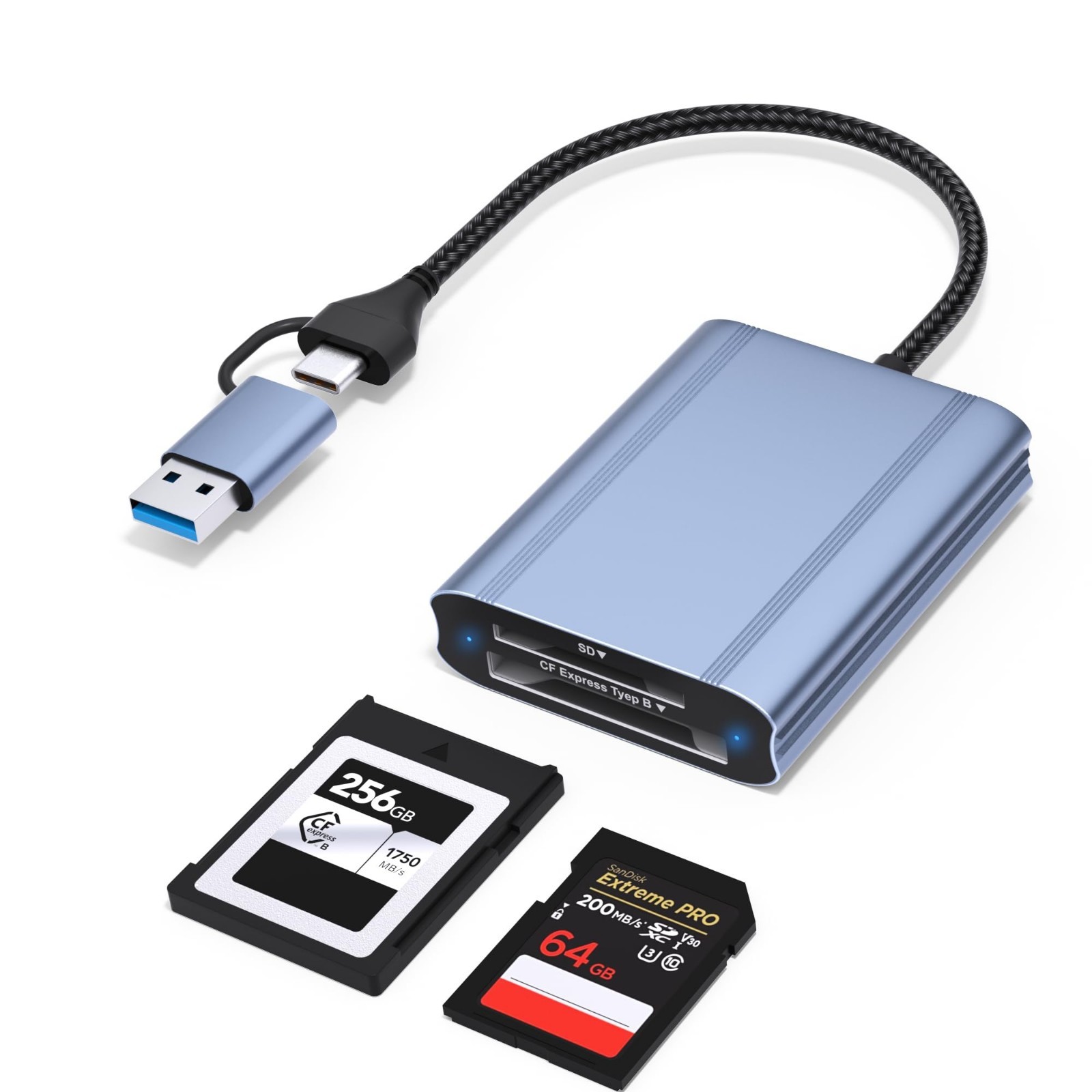 CFexpress Type B & SD Card Reader, USB-C 3.2 Gen 2, 10Gbps Transfer Speed, 2-in-