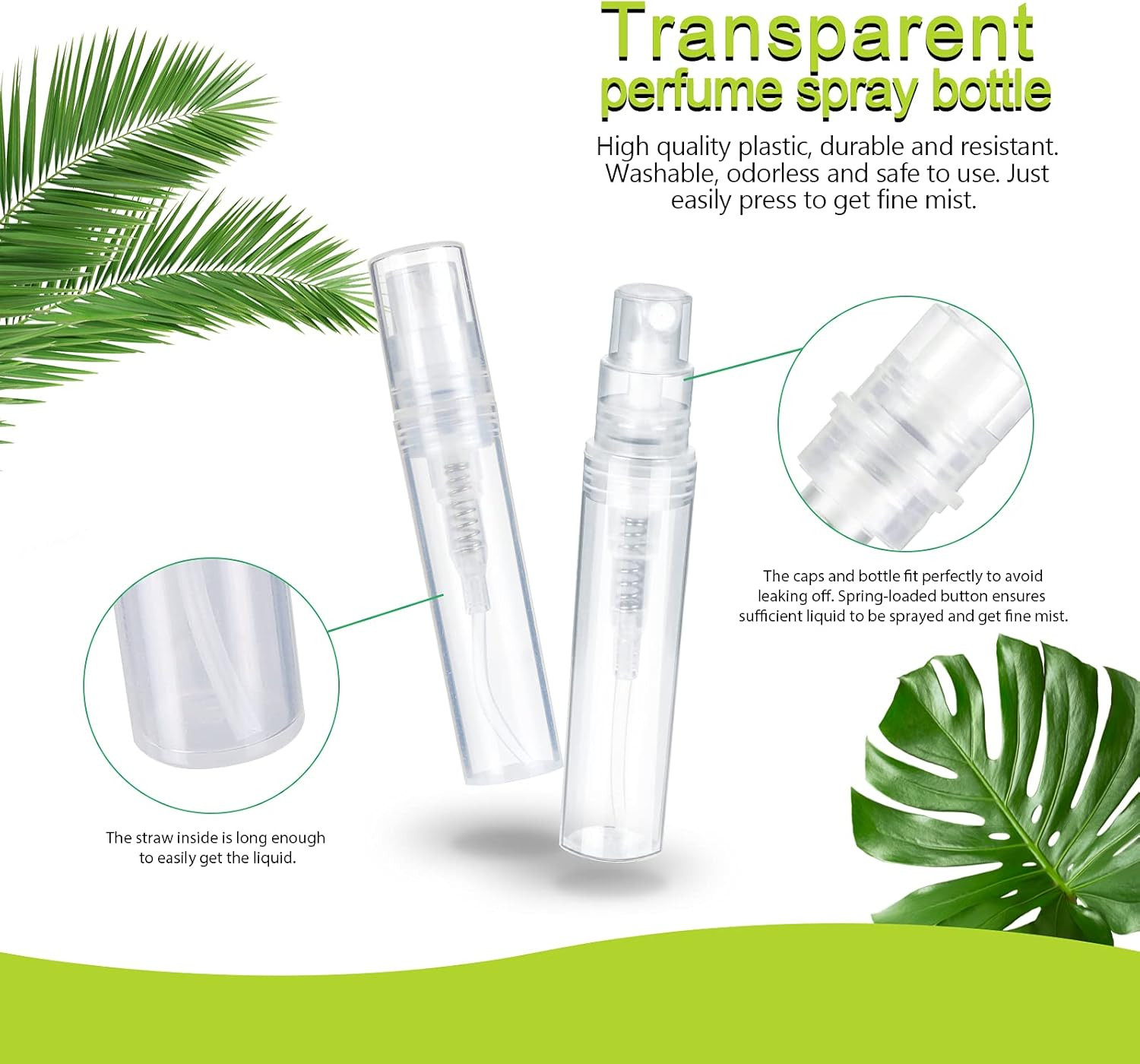 Fandamei 60 Pack 3ml Mini Spray Bottle, Clear Plastic Empty Cute Perfume Atomize