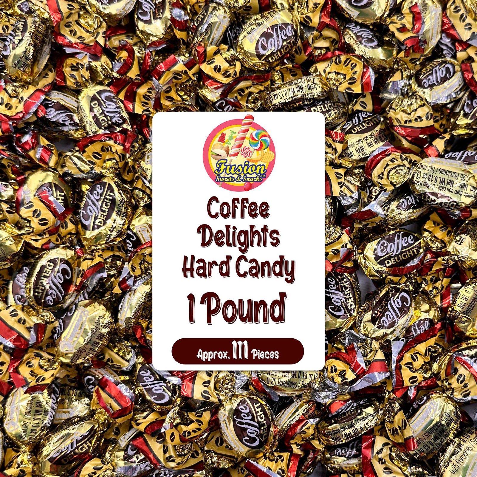 Coffee Delight - 1 Pound Bulk Bag - Coffee Candy Individually Wrapped - Hard Can
