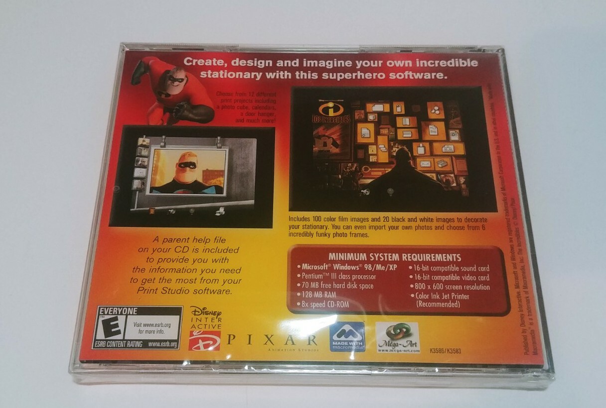 NEW The Incredibles PC-CD ROM Print Studio (PC, 2005, Disney Interactive)