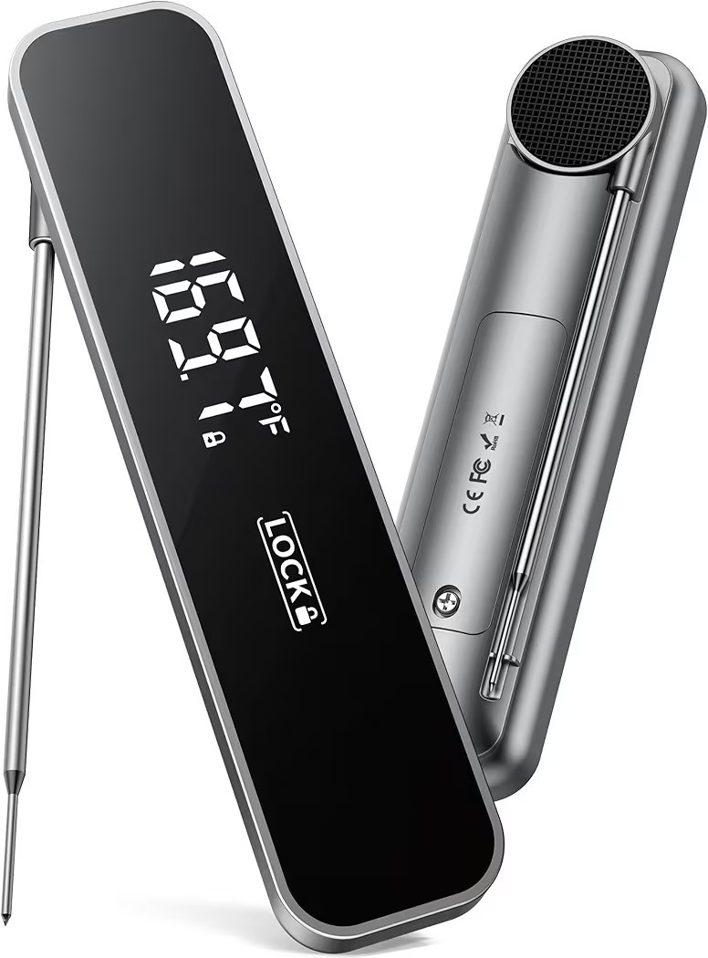 Instant Read Meat Thermometer, Waterproof Digital Thermometer for Grilling, BBQ,