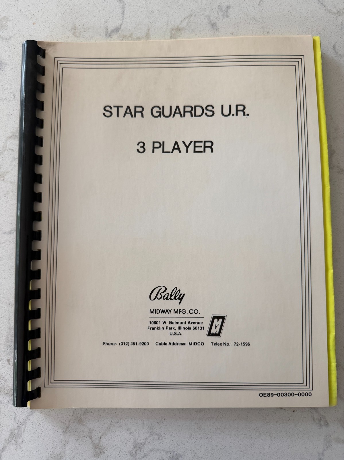 STAR GUARDS U.R. 3 Player Operations Manual by Bally - Original