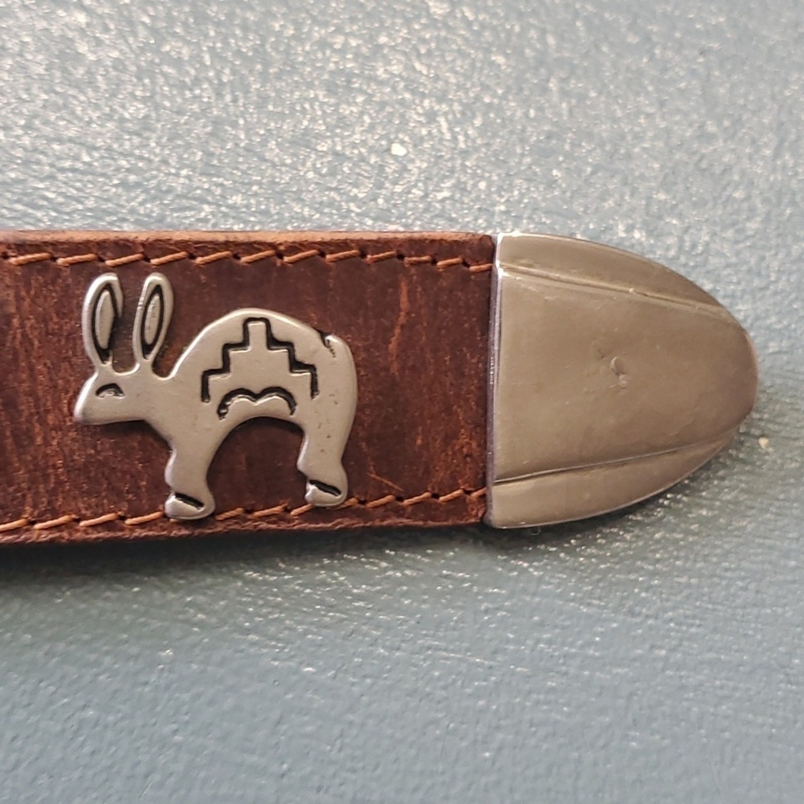Sunbelt, genuine leather. Medium belt. Southwestern Sty. Silver animals.