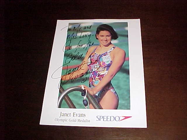 Janet Evans Autographed USA Olympic Gold Medalist Swimmer Photo with inscription