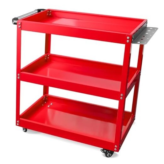 Updated Rolling Tool Cart 330LBS Metal 3 Tier Rolling Cart Carts with Wheels