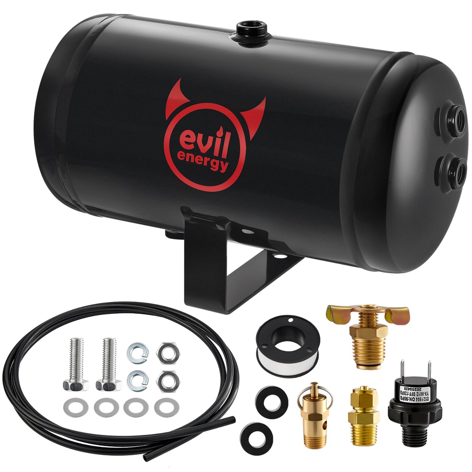 1 Gallon Air Tank Kit 5 Ports 1/4" NPT 150PSI for Truck, Car, Air Horns, Tires,