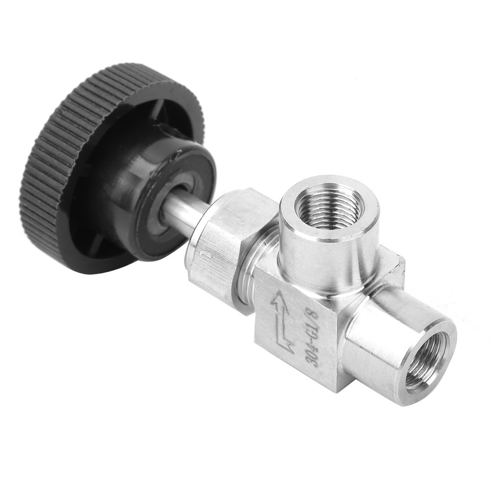 Black Handle 1/8 Inner Thread BSPP Female Thread Needle Valve Angle Type Stop Va