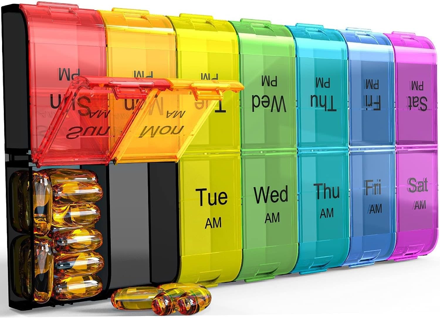 Extra Large Pill Organizer 2 Times a Day, Weekly XL AM PM Pill Case, 7 Day