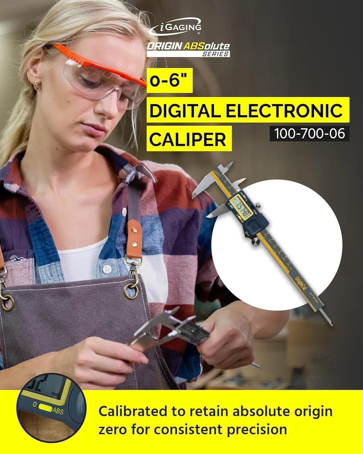 Absolute Origin 0-6" Digital Caliper - Accurate, Durable, with USB Data Export