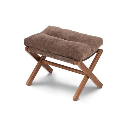Ottoman Foot Rest- Bamboo Foldable Stool, 16.7"D x 12.2"W x 15.4"H Small Brown