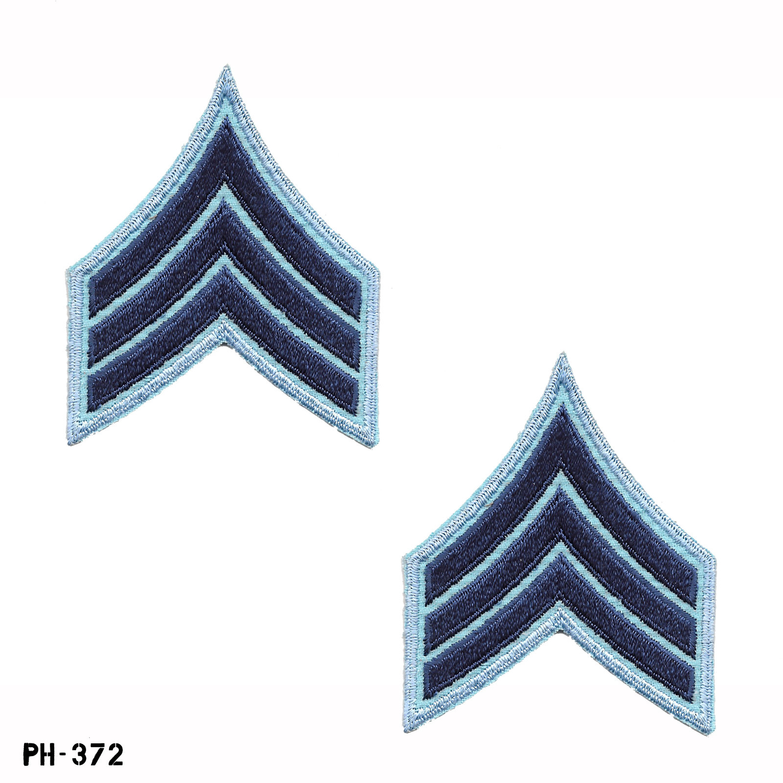 Sergeant Chevron Sleeve Rank Patches ~ Blue & Blue ~ NEW Gemsco USA