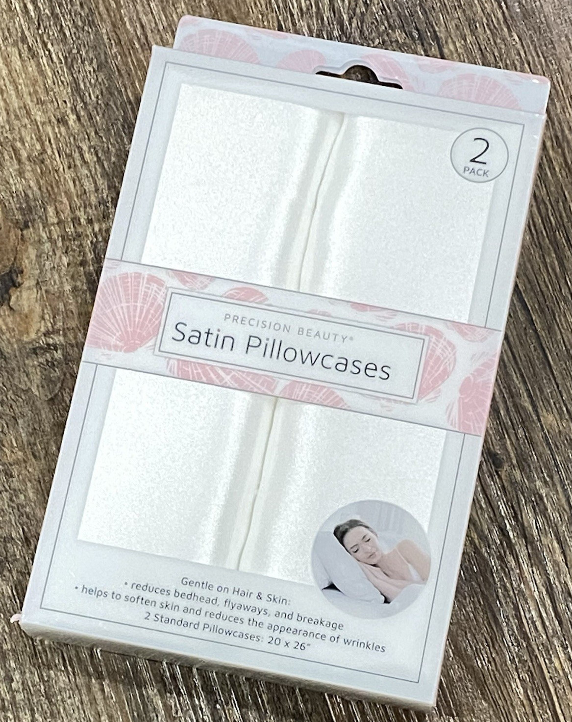 Precision Beauty Satin Pillowcases 2 Pack Standard 20x26 Ivory NIB NEW