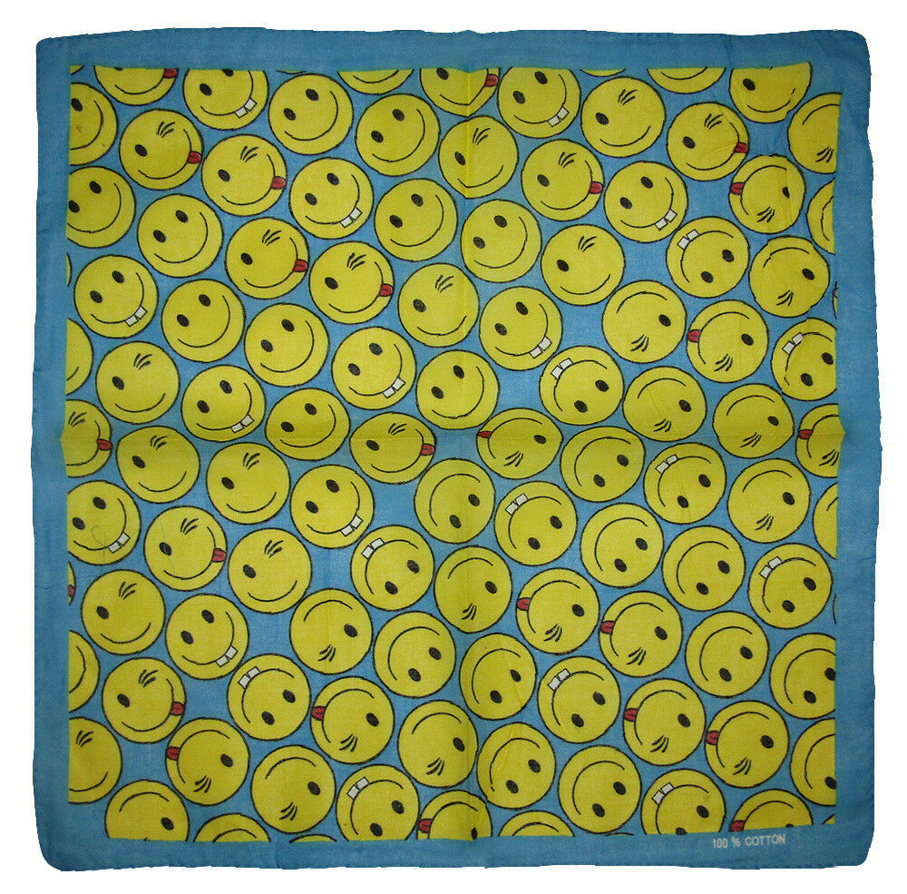 22"x22" Blue With Emojis 100% Cotton Bandana Bandanna