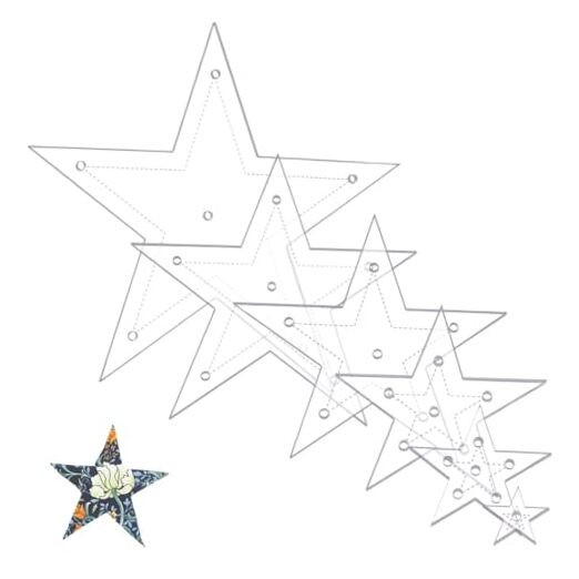 6 Pcs Acrylic Sewing Template, 6 Sizes Clear Pentagram Template Acrylic Star