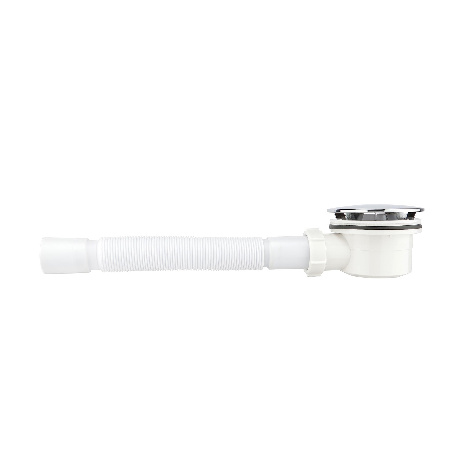 Low Profile Shower Drain, 1.5" Side Outlet Drain Assembly with White
