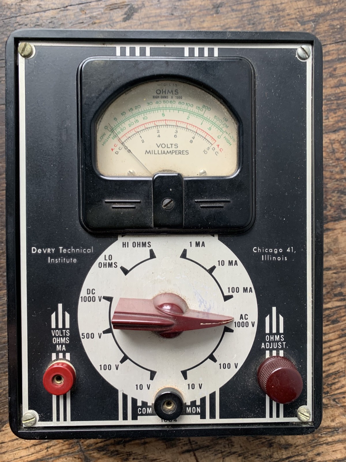 vintage 1955 DeVry Technical Institute model 1C04 Multimeter Ohmmeter Voltmeter