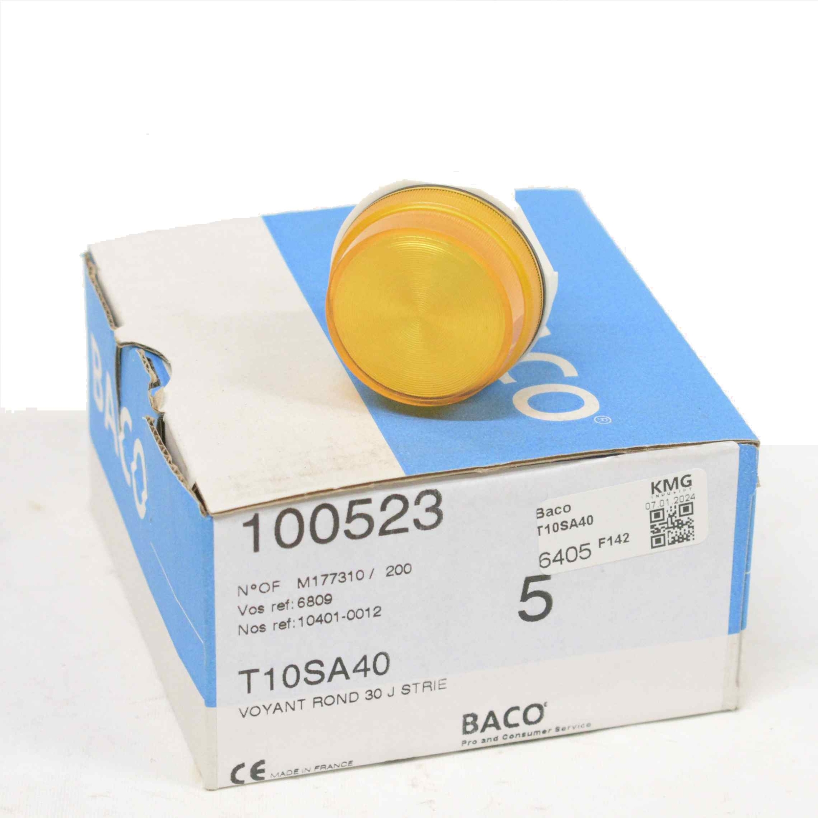 Baco Signal Light T10SA40 Illuminated Collar Round, Yellow, Installation Ø 30 mm 1pc-New-