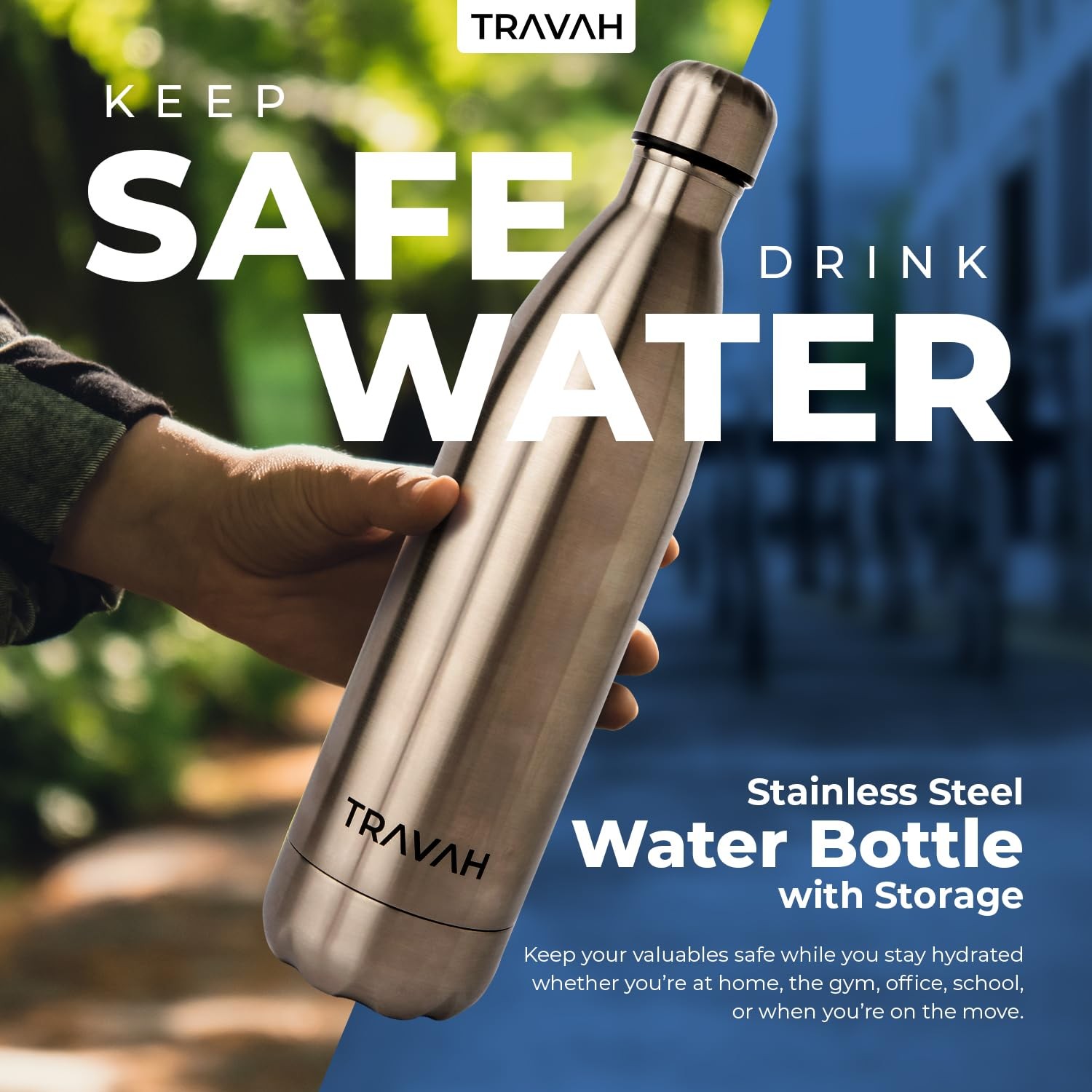 Diversion Water Bottle Safe for Travel and Home - Leak Proof Stainless Steel ...
