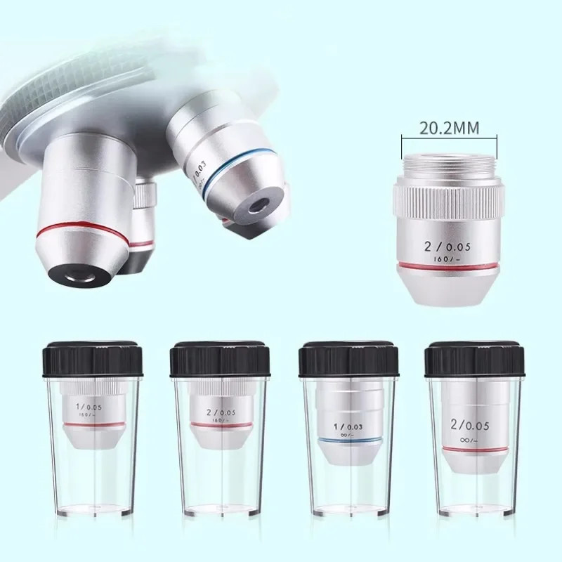 Microscope objective lens 1x/2x Infinite distance Professional Achromatic