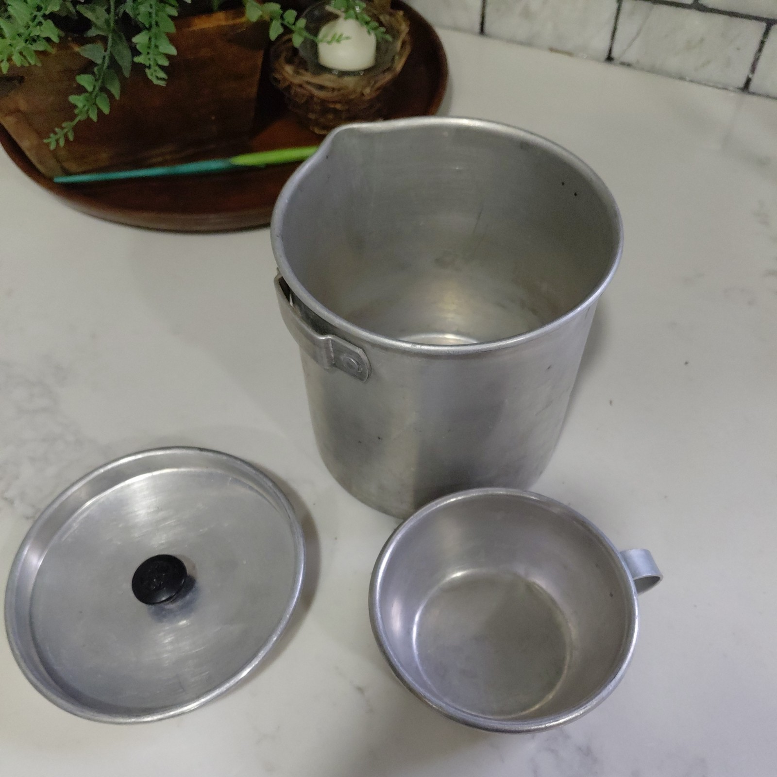 Vintage Worthmore 8 Cup Aluminum Drip Coffee Pot MCM Camping