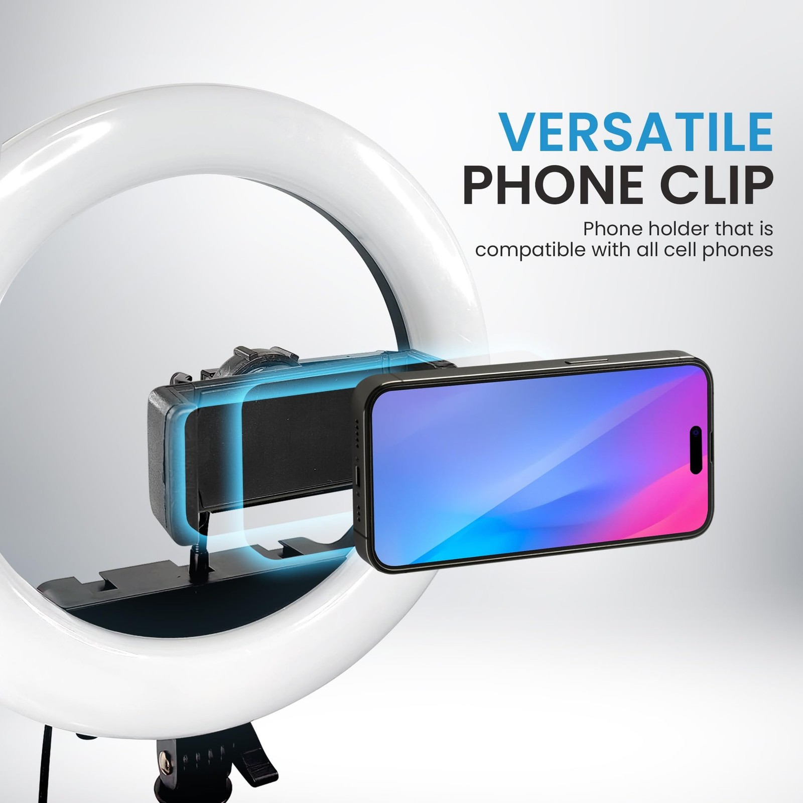 iDance LED Ring Light with Stand, 8", Portable Desk Ring Light with Cell...