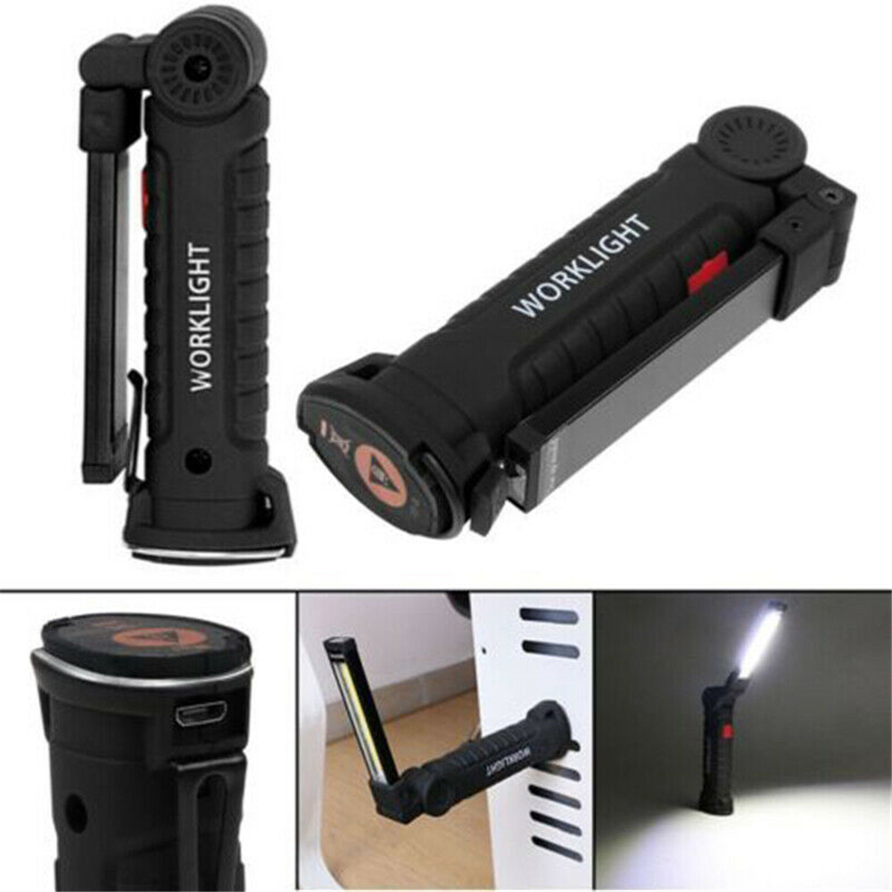 2Pcs Magnetic COB LED Work Lights 5 Modes Flashlight Inspection Rechargeable