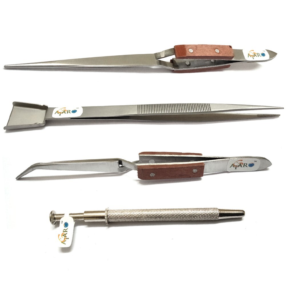 4ps Diamond Beads Gemstone Pickup Holding Prong Tweezers set Tool For Craft