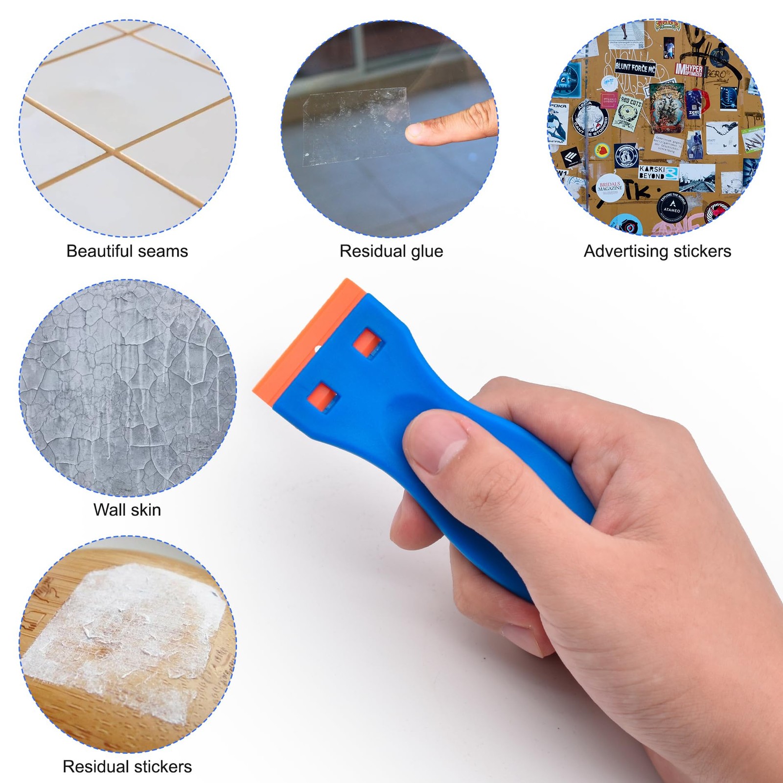 4 Pcs Plastic Razor Blade Scraper and 120 Blades, Remove Label Decal...