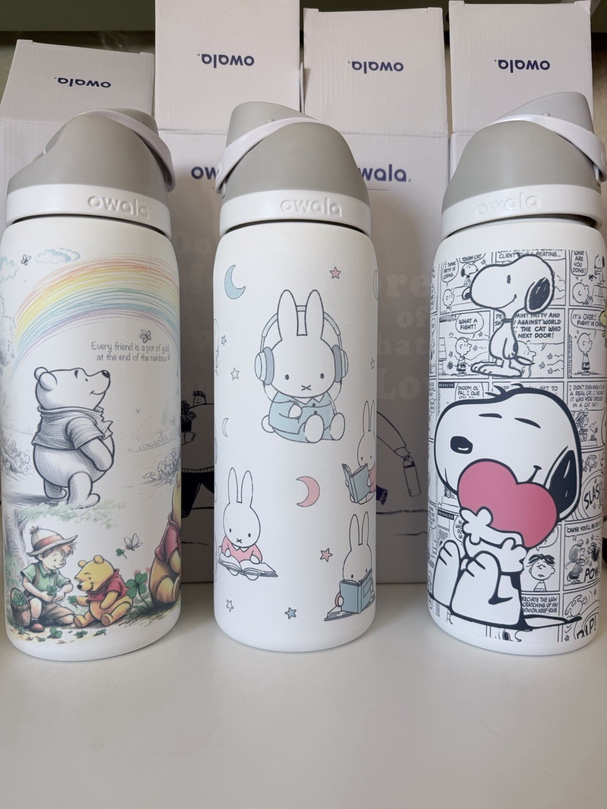 Owala Insulated Water Bottle Cartoon Winnie Pooh Miffy Snoopy Plastic Choose 1