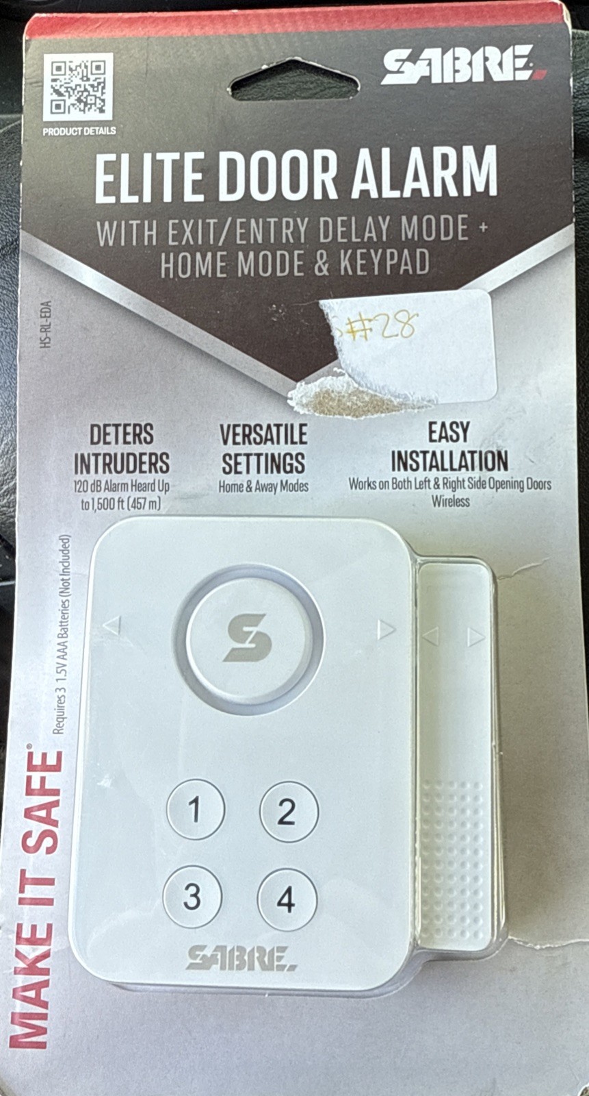 Sabre Elite Door Alarm: Security Sensor for Doors & Windows Battery Operated
