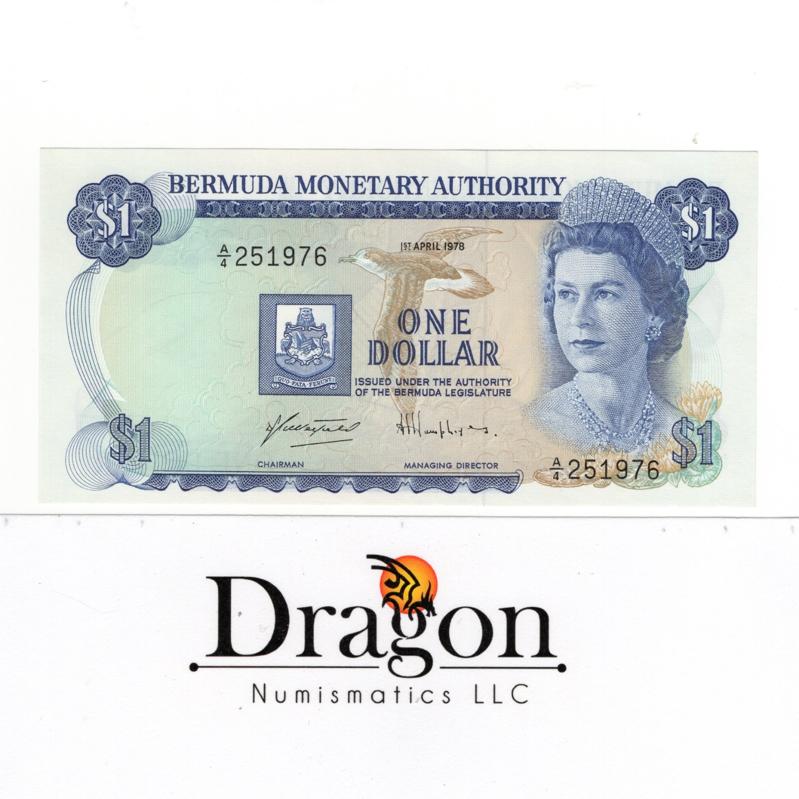 Bermuda 1 Dollar - Elizabeth II 1978 P-28 UNC A/4 Fast Shipping USA